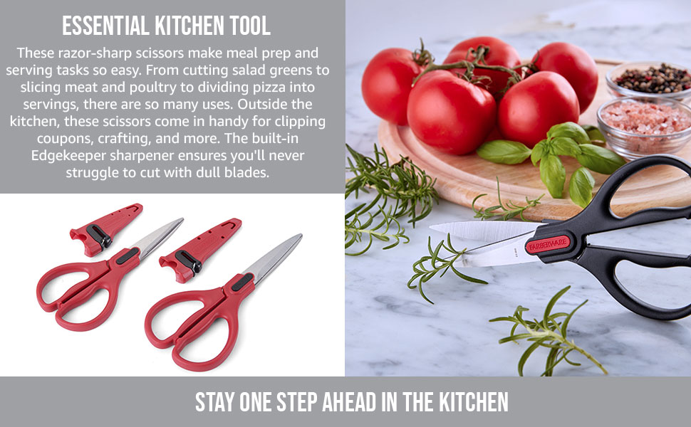 Farberware Self-Sharpening Stainless Steel All-Purpose Shears with Edgekeeper Sleeve