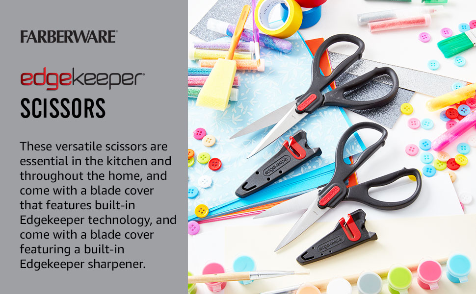 Farberware Self-Sharpening Stainless Steel All-Purpose Shears with Edgekeeper Sleeve