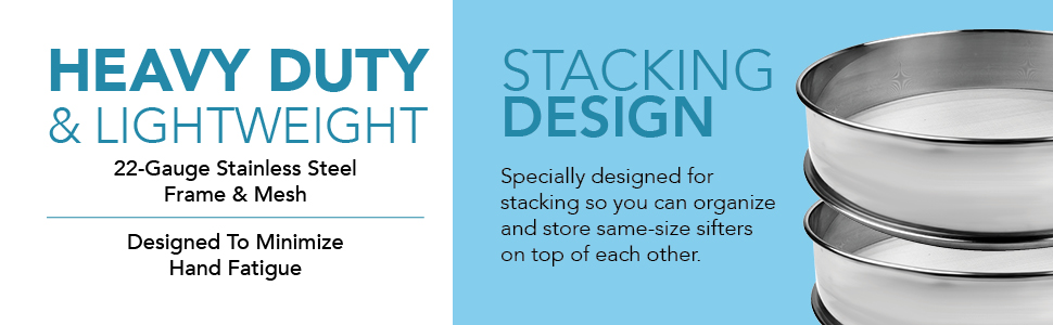 Stainless Steel Flour Sifter Fine Mesh Round Flour Sieve for Baking 8