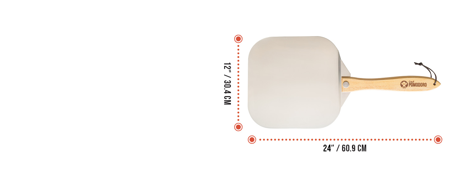 Chef Pomodoro Aluminum Metal Pizza Peel with Foldable Wood Handle for Easy Storage, Pizza Spatula, Gourmet Luxury Pizza Paddle for Baking Homemade Pizza Bread (12 inch)