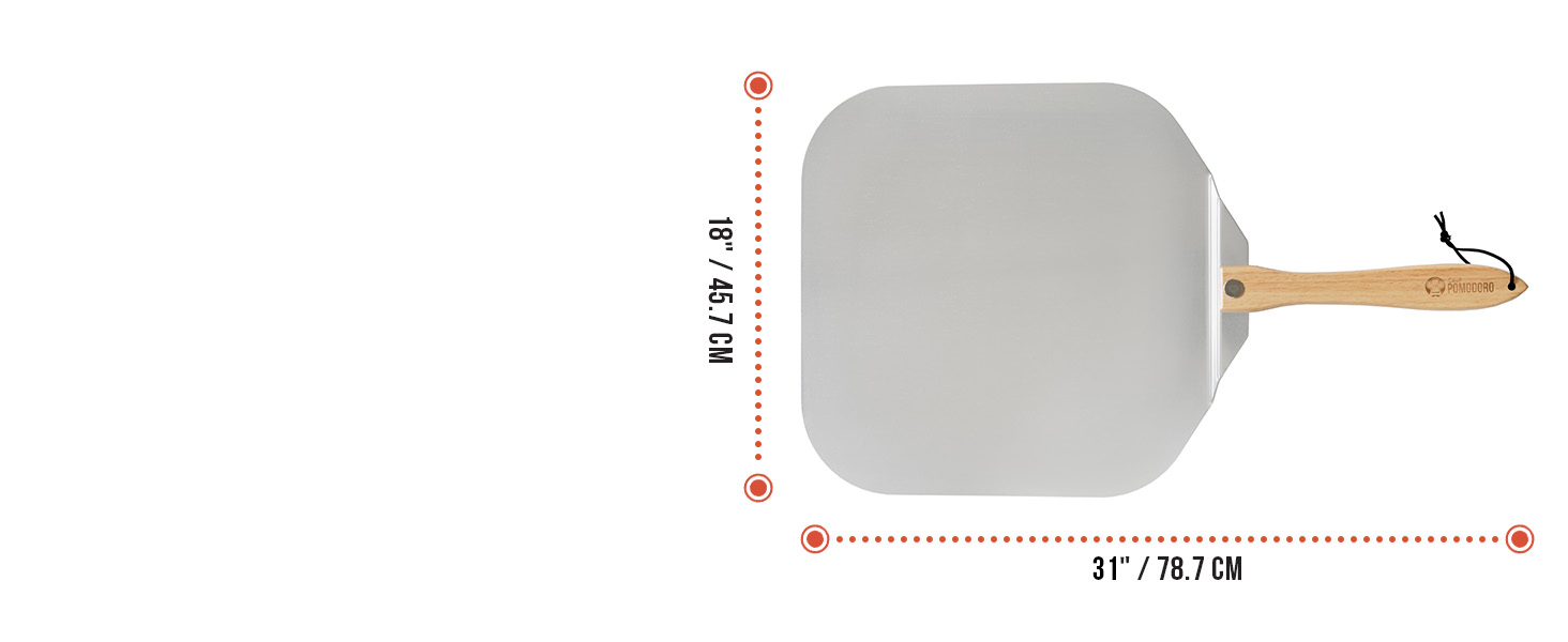 Chef Pomodoro Aluminum Metal Pizza Peel with Foldable Wood Handle for Easy Storage, Pizza Spatula, Gourmet Luxury Pizza Paddle for Baking Homemade Pizza Bread (12 inch)