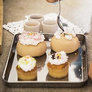 TeamFar Toaster Oven Tray and Rack Set, 9.3’’ x 7’’ x 1’’, Stainless Steel Toaster Oven Pan Broiler Pan, Non Toxic & Healthy, Easy Clean & Dishwasher Safe