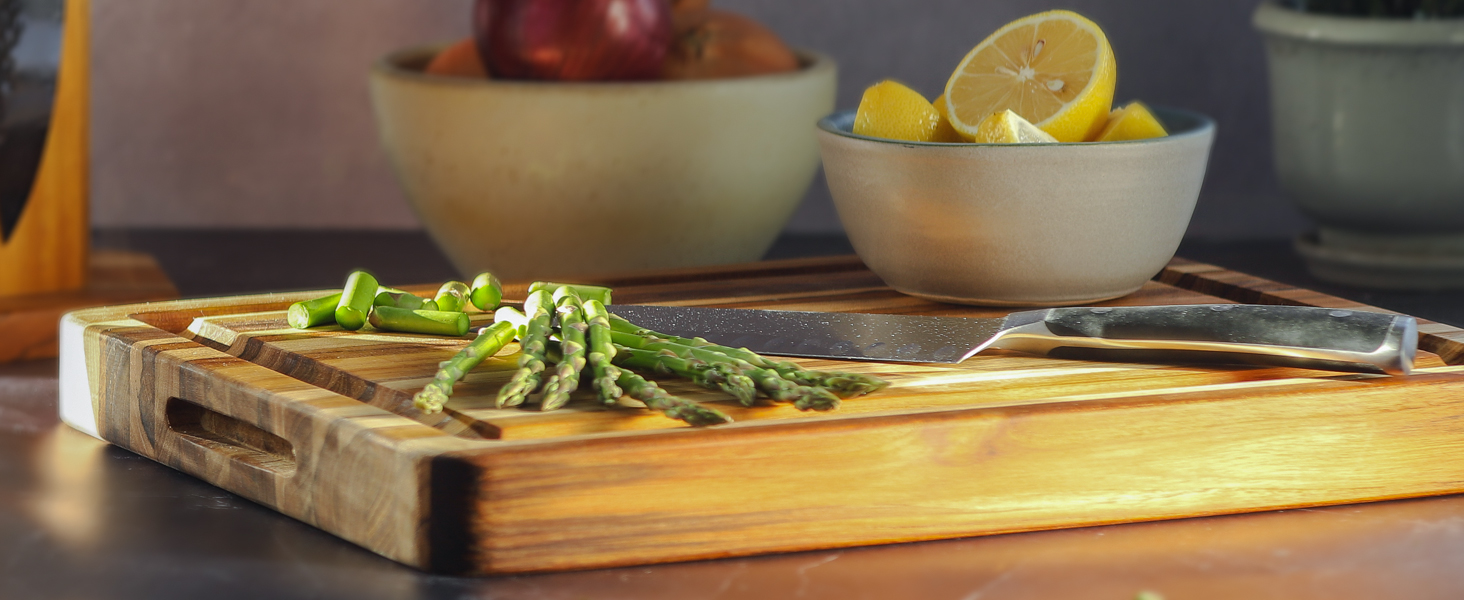 Teakhaus Cutting Board - Large (L) Wood Cutting Board with Juice Groove - Holiday Gift Ideas for Men and Women - Gift-Ready, Reversible, Edge Grain Wood, Knife Friendly - FSC Certified