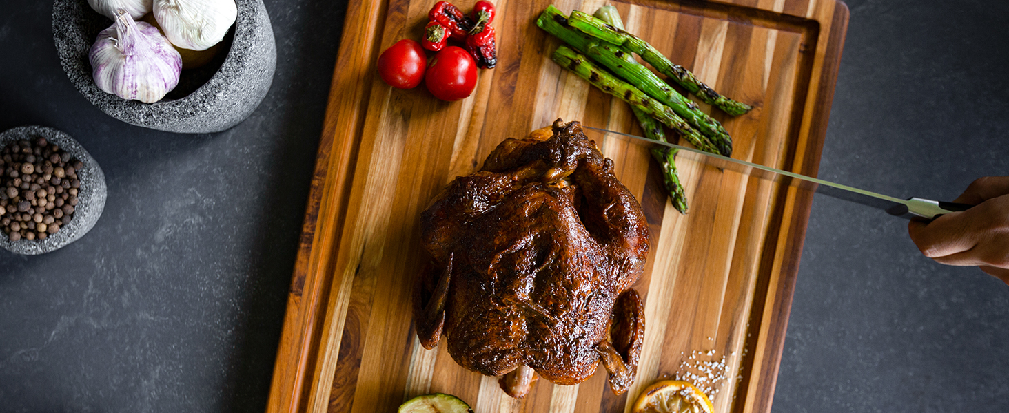 Teakhaus Cutting Board - Large (L) Wood Cutting Board with Juice Groove - Holiday Gift Ideas for Men and Women - Gift-Ready, Reversible, Edge Grain Wood, Knife Friendly - FSC Certified