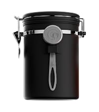 Coffee Gator Coffee Canister, 11oz Airtight Stainless Steel Kitchen Food Storage Container with Date-Tracker, CO2-Release Valve and Scoop for Beans, Grounds, Sugar, Cookies Jars, Tea, Cereal - Gray