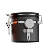 Coffee Gator Coffee Canister, 11oz Airtight Stainless Steel Kitchen Food Storage Container with Date-Tracker, CO2-Release Valve and Scoop for Beans, Grounds, Sugar, Cookies Jars, Tea, Cereal - Gray