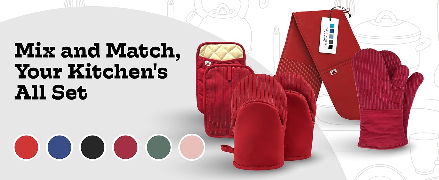 Big Red House - Silicone Oven Mitts - Red Set of 2-12.5