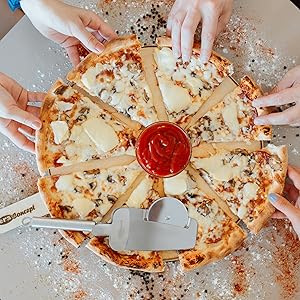 Pizza Cutter Wheel 4 in 1 design, Super Sharp Slicer, very easy to Cut & Serve, all Stainless Steel, Dishwasher safe