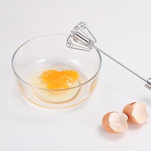 KSENDALO SUS304 Stainless Steel Whisk & Beater Set - Manual & Automatic Handheld Easy Semi-Auto Mixer for Cooking - 12 & 14inch Frother Spinner, Mixer & Stirrer for Eggs, Hand, and Milk