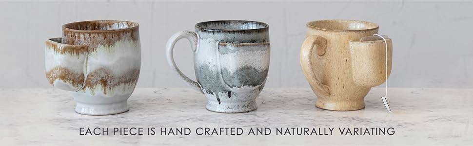 Creative Co-Op Set of 2 Cream Stoneware Colanders