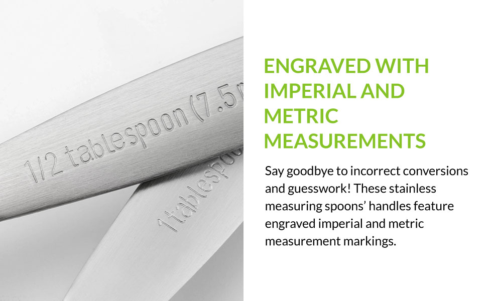 Spring Chef Stainless Steel Measuring Spoons Set of 7, Oval Metal Teaspoon & Tablespoon Measuring Spoons - Nesting Kitchen Gadgets For Baking & Cooking, Dual Measurements - Dry & Liquid Ingredients