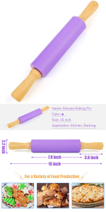 Koogel 9 Inch Mini Rolling Pin, 2 PCS Wooden Handle Rolling Pin for Kids Dough Rollers for Baking Supplies Home Kitchen