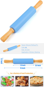 Koogel 9 Inch Mini Rolling Pin, 2 PCS Wooden Handle Rolling Pin for Kids Dough Rollers for Baking Supplies Home Kitchen