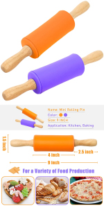 Koogel 9 Inch Mini Rolling Pin, 2 PCS Wooden Handle Rolling Pin for Kids Dough Rollers for Baking Supplies Home Kitchen