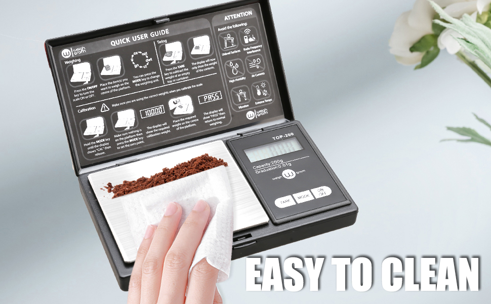 Weigh Gram 200g Digital Pocket Gram Scale 0.01g Accuracy, 200g x 0.01g Mini Digital Grams Scale, Small Food Scale, Jewelry Scale, Ounces Grains Scale With100g Calibration Weight