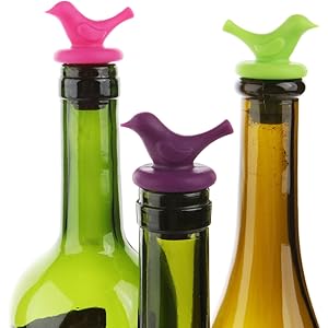 Little Bird Silicone Wine Bottle Stopper Kit, Silicone Bottle Cork Set of 8, Assorted Color Green Blue Pink and Purple