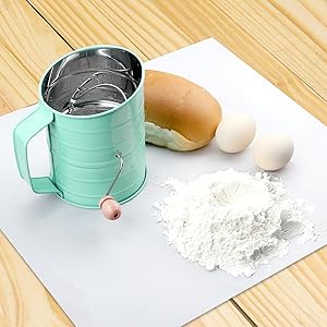 MaMix Stainless Steel Baking Hand Crank Flour Sifter with 2 Wire Agitator 3 Cup