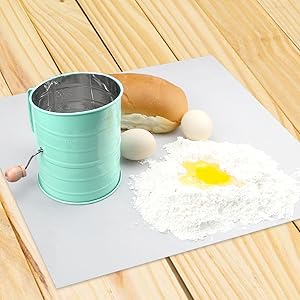 MaMix Stainless Steel Baking Hand Crank Flour Sifter with 2 Wire Agitator 3 Cup