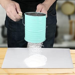 MaMix Stainless Steel Baking Hand Crank Flour Sifter with 2 Wire Agitator 3 Cup