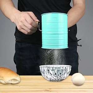 MaMix Stainless Steel Baking Hand Crank Flour Sifter with 2 Wire Agitator 3 Cup