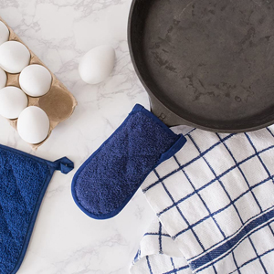 DII Basic Terry Collection Quilted 100% Cotton, Potholder, Barn Red, 3 Piece