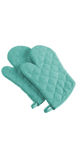 DII Basic Terry Collection Quilted 100% Cotton, Potholder, Barn Red, 3 Piece