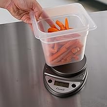 San Jamar Escali Digital Kitchen Scale, 11 lb Capacity, Tare Function, Precise Readout, Compact 8.5