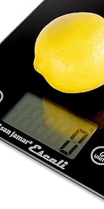 San Jamar Escali Digital Kitchen Scale, 11 lb Capacity, Tare Function, Precise Readout, Compact 8.5