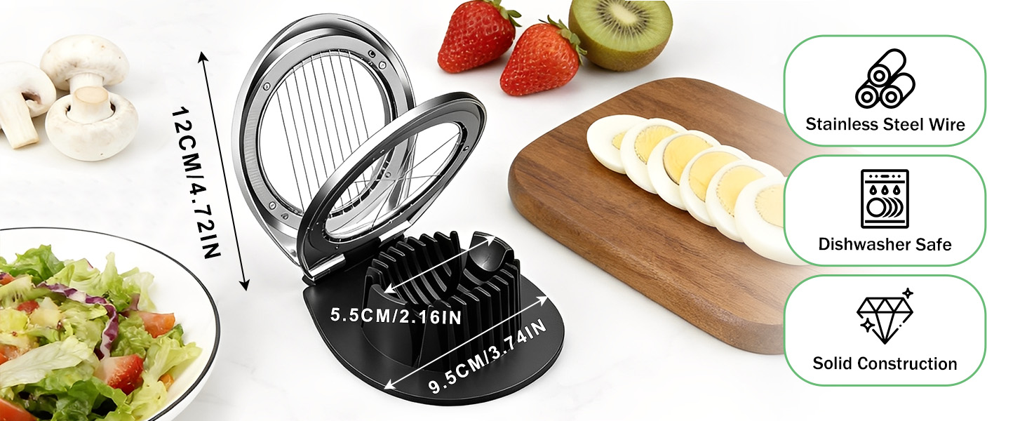 3 in 1 Egg Slicer, Egg Cutter Egg dicer for Boiled Eggs -Stainless Steel Wire with 3 Slicing Styles