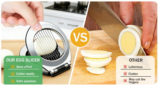 3 in 1 Egg Slicer, Egg Cutter Egg dicer for Boiled Eggs -Stainless Steel Wire with 3 Slicing Styles
