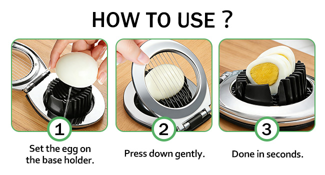 3 in 1 Egg Slicer, Egg Cutter Egg dicer for Boiled Eggs -Stainless Steel Wire with 3 Slicing Styles