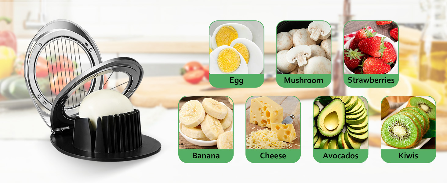 3 in 1 Egg Slicer, Egg Cutter Egg dicer for Boiled Eggs -Stainless Steel Wire with 3 Slicing Styles