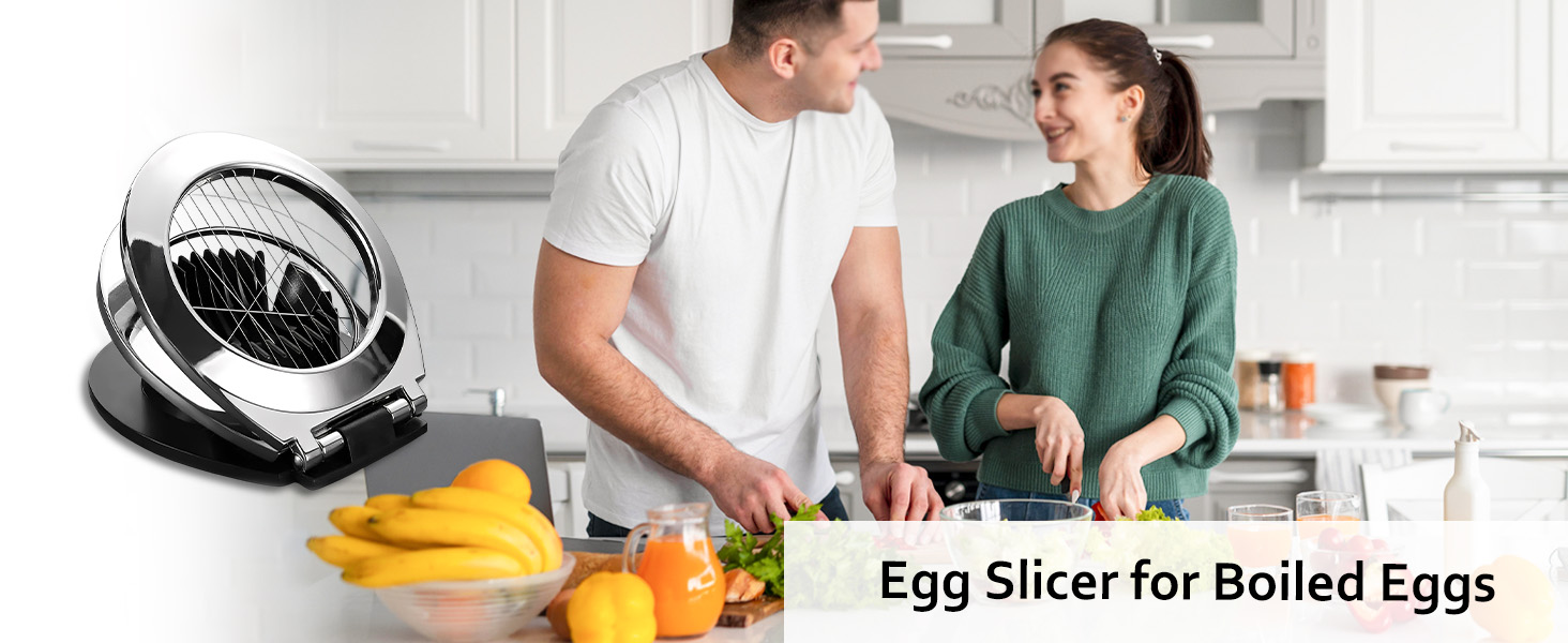 3 in 1 Egg Slicer, Egg Cutter Egg dicer for Boiled Eggs -Stainless Steel Wire with 3 Slicing Styles