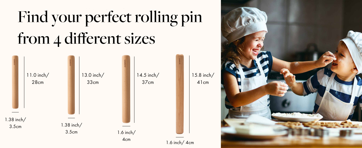 GOBAM Wood Rolling Pin, Small - Dough Roller for Pasta, Cookies, Pie, Pizza, Chapati, Fondant, Rolling Pins for Baking, Bread Making Tools and Supplies - 11 x 1.38 Inches
