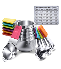 Measuring Cups : U-Taste 18/8 Stainless Steel Measuring Cups and Spoons Set of 10 Piece, Upgraded Thickness Handle (Teal)