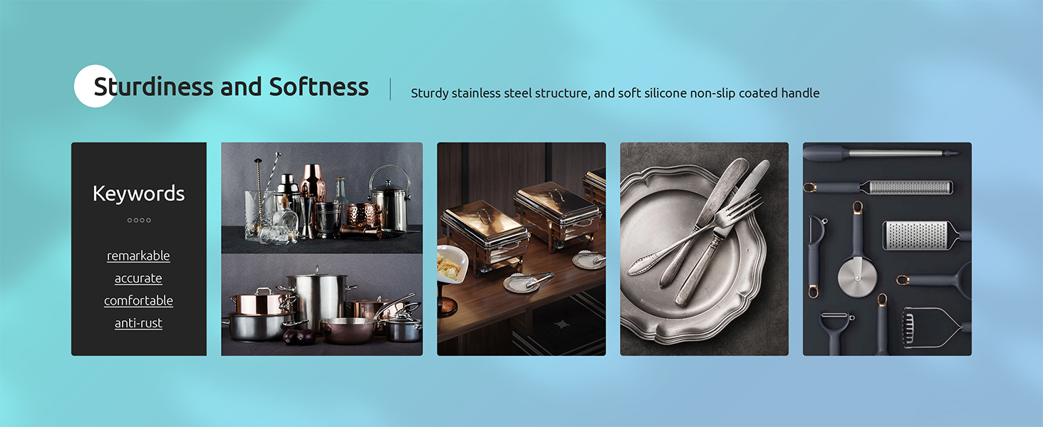 Measuring Cups : U-Taste 18/8 Stainless Steel Measuring Cups and Spoons Set of 10 Piece, Upgraded Thickness Handle (Teal)