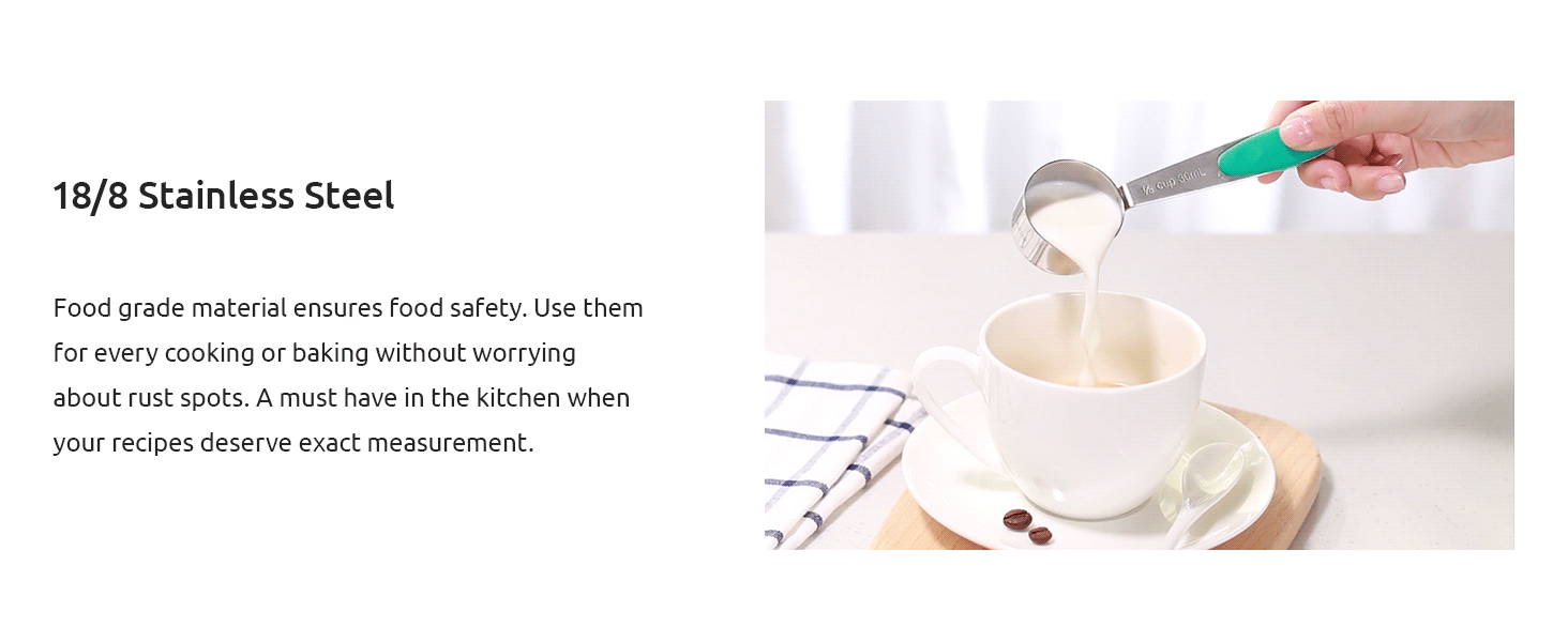 Measuring Cups : U-Taste 18/8 Stainless Steel Measuring Cups and Spoons Set of 10 Piece, Upgraded Thickness Handle (Teal)