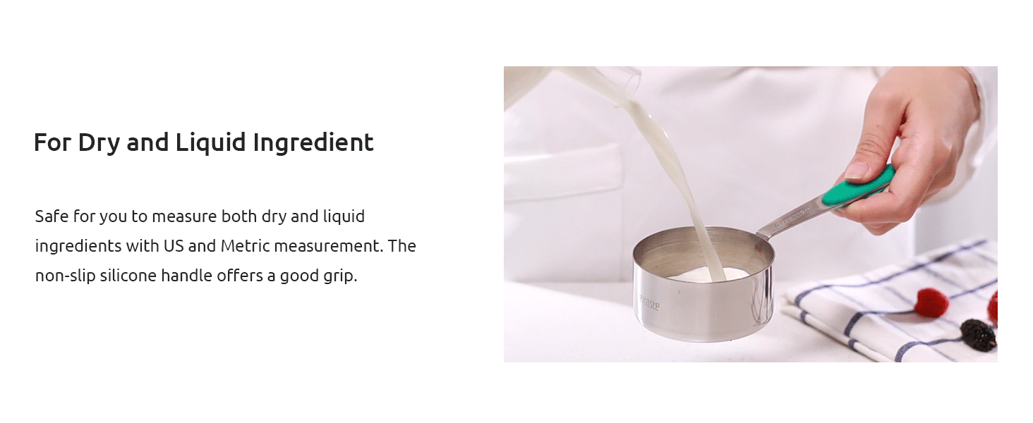 Measuring Cups : U-Taste 18/8 Stainless Steel Measuring Cups and Spoons Set of 10 Piece, Upgraded Thickness Handle (Teal)