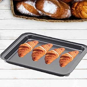 Little Small Baking Sheets Nonstick Set of 2 (9.5inch X 7.1inch) - SS&CC 8 Inch Nonstick Baking Toaster Oven Tray Cookie Sheets, 1 or 2 Person Household