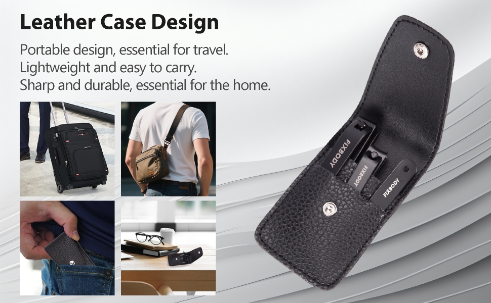 Nail Clipper Set, Ultra Sharp Black Stainless Steel Fingernail & Toenails Clipper and Nail File with Leather Travel Case,Great Christmas Gift,Stocking Stuffers for Men and Women