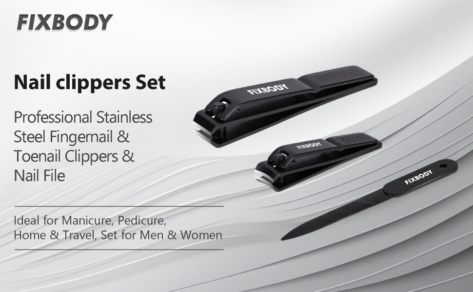 Nail Clipper Set, Ultra Sharp Black Stainless Steel Fingernail & Toenails Clipper and Nail File with Leather Travel Case,Great Christmas Gift,Stocking Stuffers for Men and Women