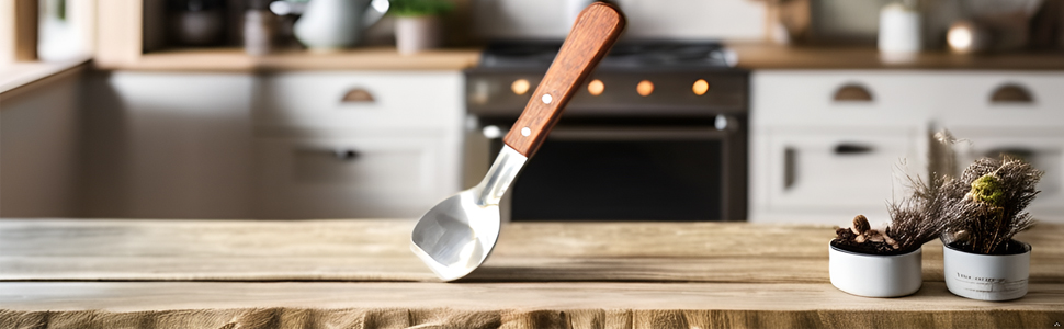 Ice Cream Metal Spade, LU2000 9 Inches Sweets Blade Scoop Wedding Buffet Cooking Tool for BBQ & Kitchen Cook Cake Scraper Stainless Spoon Shovel Large Ice Cream Scooper