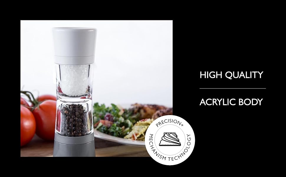 Cole & Mason Lincoln Duo Salt and Pepper Grinder Combo, Acrylic Combination Mill Includes Premium Salt and Peppercorns