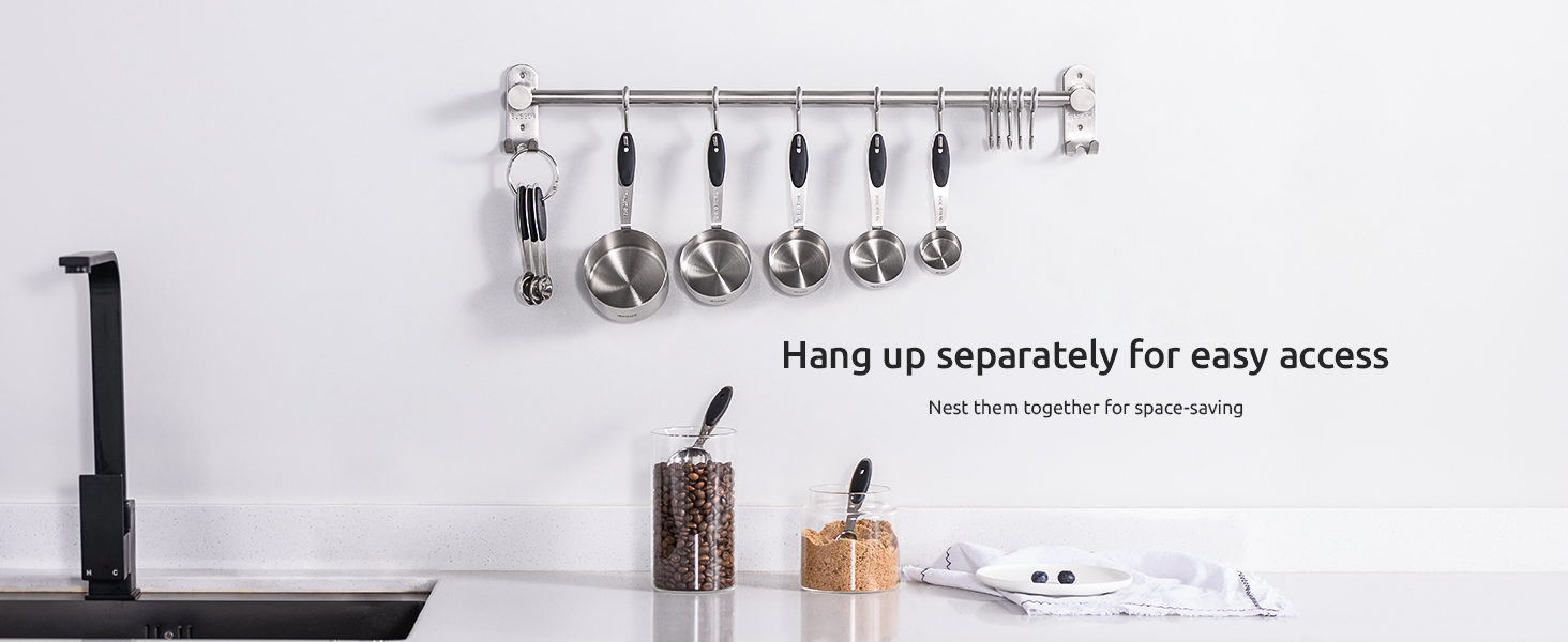 Measuring Cups : U-Taste 18/8 Stainless Steel Measuring Cups and Spoons Set of 10 Piece, Upgraded Thickness Handle(Black)