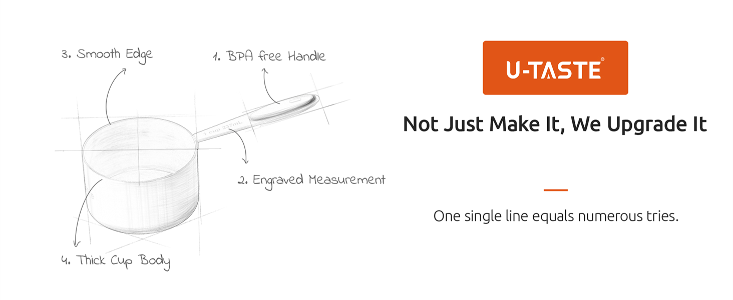 Measuring Cups : U-Taste 18/8 Stainless Steel Measuring Cups and Spoons Set of 10 Piece, Upgraded Thickness Handle(Black)