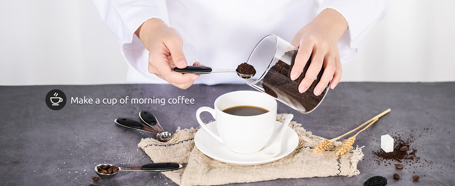 Measuring Cups : U-Taste 18/8 Stainless Steel Measuring Cups and Spoons Set of 10 Piece, Upgraded Thickness Handle(Black)