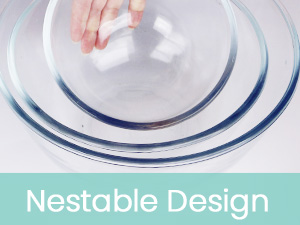 Luvan Glass Mixing Bowls with Lids Set(4.5QT, 2.7QT, 1.1QT)-Large Glass Mixing Bowls, Clear Salad Bowl for Baking, Cooking, Serving, Food Prep, 3PC Nesting Bowls for Kitchen Storage & Dishwasher Safe