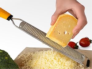 Deiss PRO Lemon Zester & Heavy Duty Cheese Grater & Vegetable Grater - Parmesan Cheese Lemon, Garlic, Nutmeg, Chocolate, Fruits, Vegetables, Ginger Grater - Cheese Shredder & Stainless Steel Grater