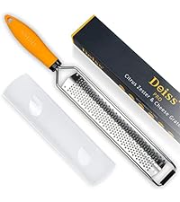 Deiss PRO Lemon Zester & Heavy Duty Cheese Grater & Vegetable Grater - Parmesan Cheese Lemon, Garlic, Nutmeg, Chocolate, Fruits, Vegetables, Ginger Grater - Cheese Shredder & Stainless Steel Grater