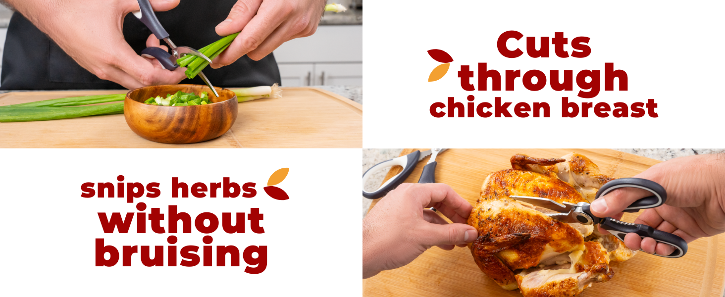 Kitchen Shears by Gidli - Liftime Replacement Warranty* - Includes Seafood Scissors As a Bonus - Heavy Duty Utility Stainless Steel All Purpose Ultra Sharp Scissors for Food/Cooking